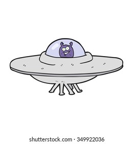 freehand drawn cartoon flying saucer