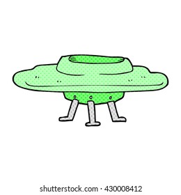 freehand drawn cartoon flying saucer