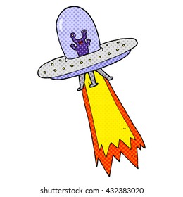 freehand drawn cartoon flying saucer