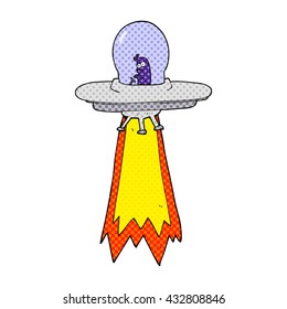 freehand drawn cartoon flying saucer