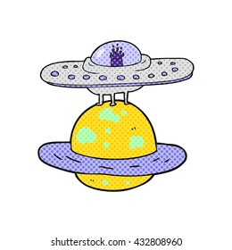 freehand drawn cartoon flying saucer