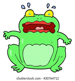 freehand drawn cartoon funny frightened frog