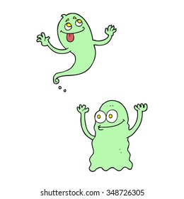 freehand drawn cartoon ghosts