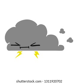 freehand drawn cartoon of a grumpy lightening cloud