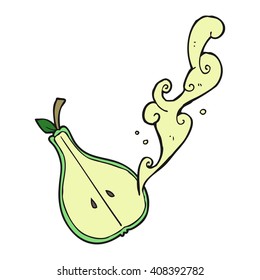 freehand drawn cartoon half pear