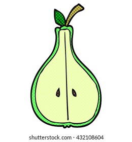freehand drawn cartoon half pear
