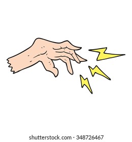 hechizo de lanzamiento a mano de dibujos animados a mano