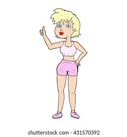 freehand drawn cartoon happy gym woman
