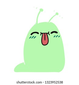 freehand drawn cartoon of a happy kawaii slug