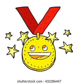 freehand drawn cartoon happy sports medal