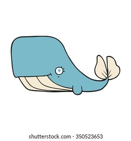 freehand drawn cartoon happy whale