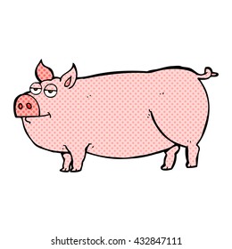 freehand drawn cartoon huge pig