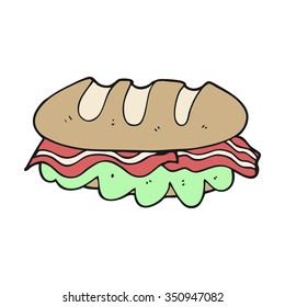 freehand drawn cartoon huge sandwich