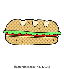freehand drawn cartoon huge sandwich