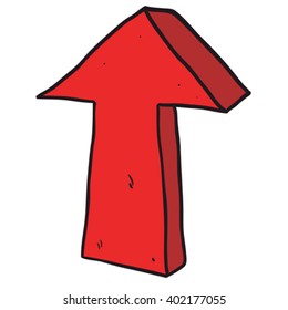 freehand drawn cartoon illustration of arrow pointing up