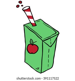 freehand drawn cartoon illustration juice box