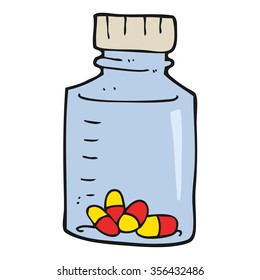 freehand drawn cartoon jar of pills