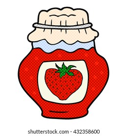 freehand drawn cartoon jar of strawberry jam