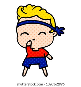 freehand drawn cartoon of kawaii cute fitness boy