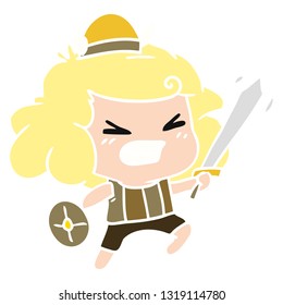 freehand drawn cartoon of kawaii viking child