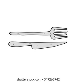 Freehand Drawn Cartoon Knife And Fork