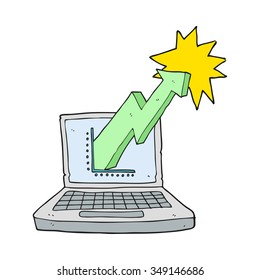 Freehand Drawn Cartoon Laptop Computer With Business Graph