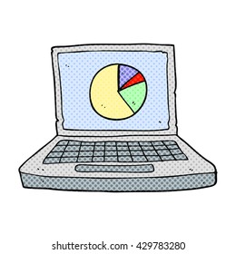 computadora portátil de dibujos animados a mano libre con gráfico circular