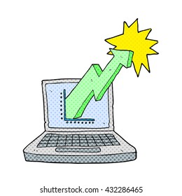 freehand drawn cartoon laptop computer with business graph