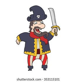 freehand drawn cartoon laughing pirate captain