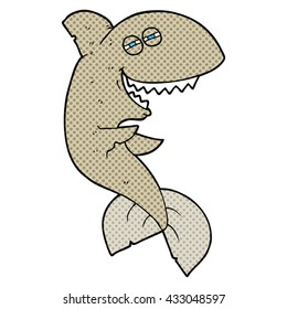 freehand drawn cartoon laughing shark
