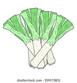 freehand drawn cartoon leeks