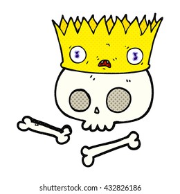 freehand drawn cartoon magic crown on old skull