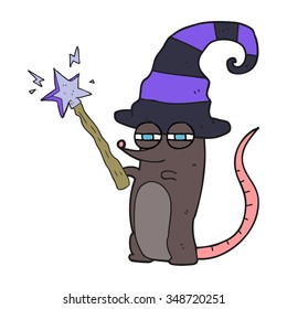 freehand drawn cartoon magic witch mouse