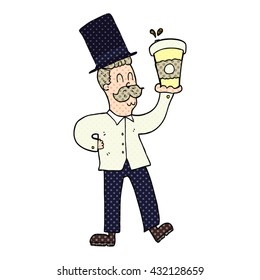 freehand drawn cartoon man with coffee cup