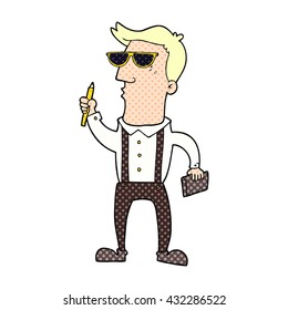 freehand drawn cartoon man with notebook