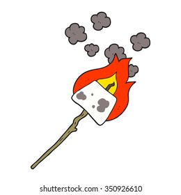 freehand drawn cartoon marshmallow on stick
