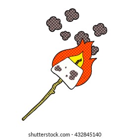 freehand drawn cartoon marshmallow on stick