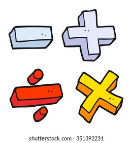 Freehand Drawn Cartoon Math Symbols