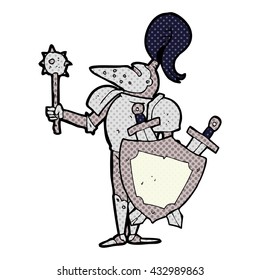 freehand drawn cartoon medieval knight with shield