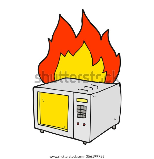 Freehand Drawn Cartoon Microwave On Fire Stock Vector (Royalty Free ...