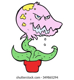 freehand drawn cartoon monster plant