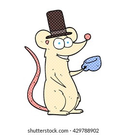freehand drawn cartoon mouse with teacup