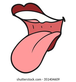 freehand drawn cartoon mouth sticking out tongue