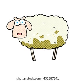 freehand drawn cartoon muddy sheep