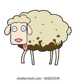freehand drawn cartoon muddy sheep