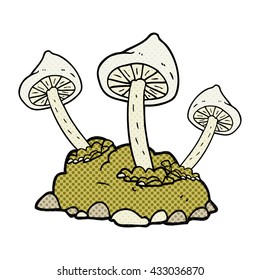 freehand drawn cartoon mushrooms growing