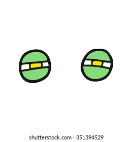 freehand drawn cartoon narrowed alien eyes