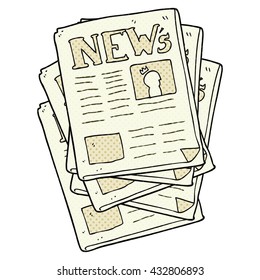 freehand drawn cartoon newspaper