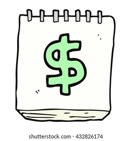 freehe gezeichnete Cartoon-Notizblock mit Dollarsymbol