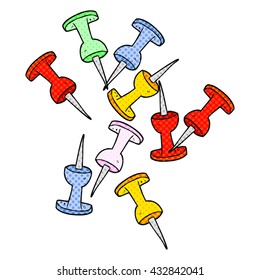 freehand drawn cartoon office tacks